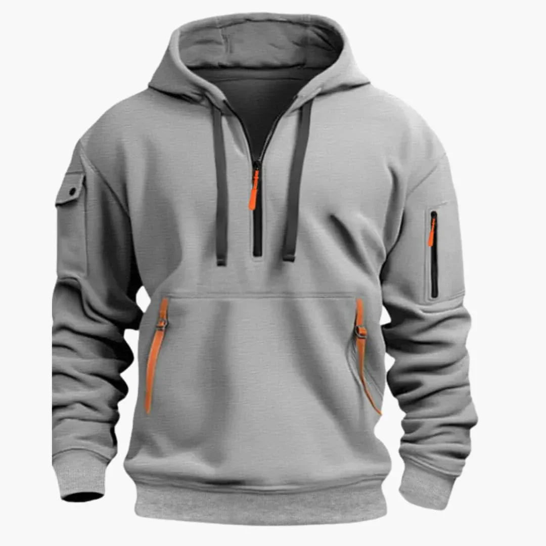 Hoodie with Adjustable Hood and Zipper Pockets