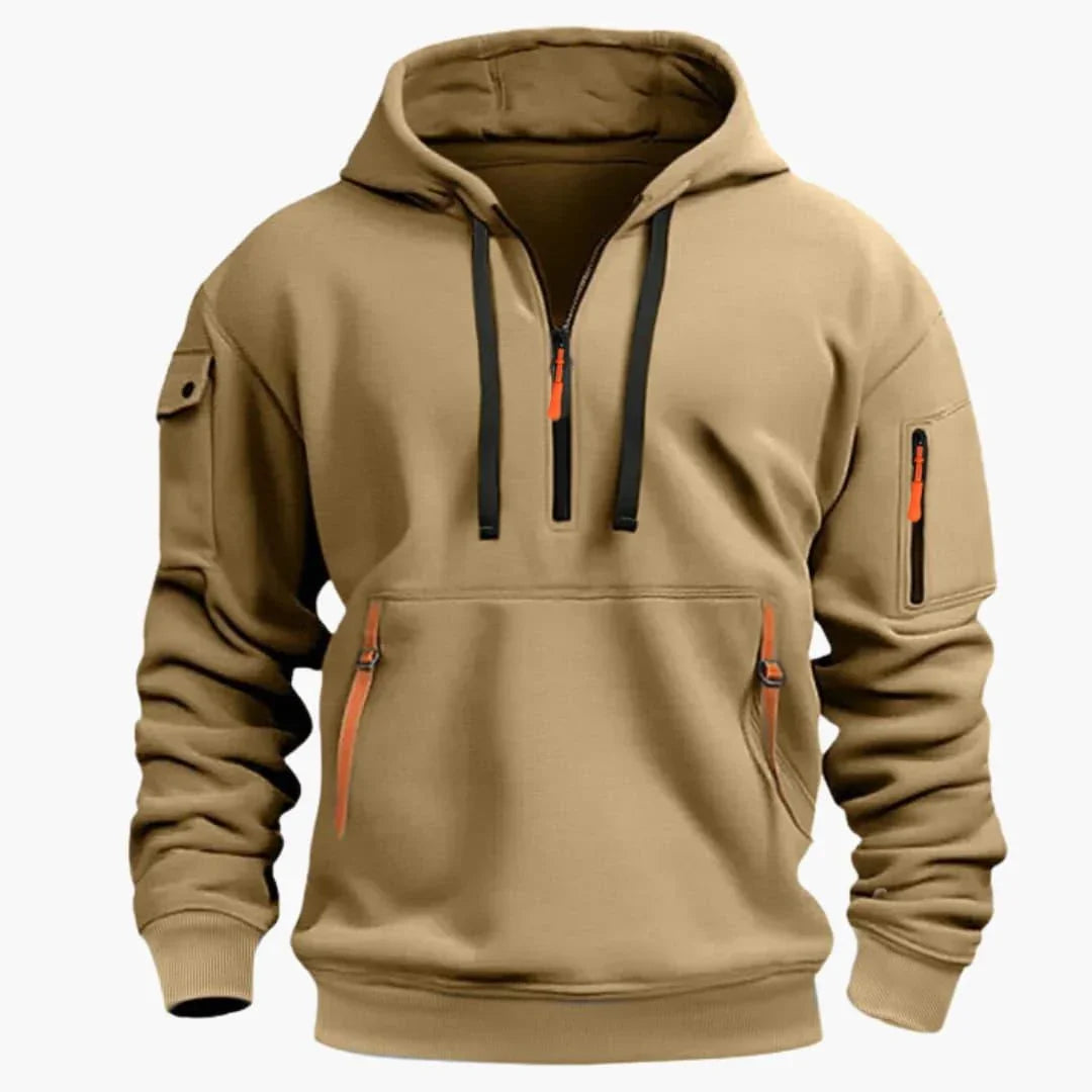 Hoodie with Adjustable Hood and Zipper Pockets
