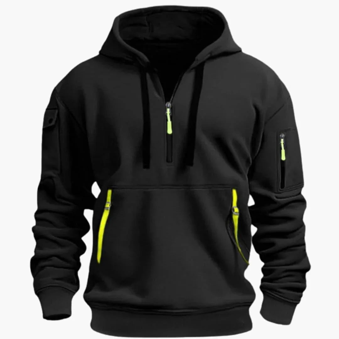 Hoodie with Adjustable Hood and Zipper Pockets