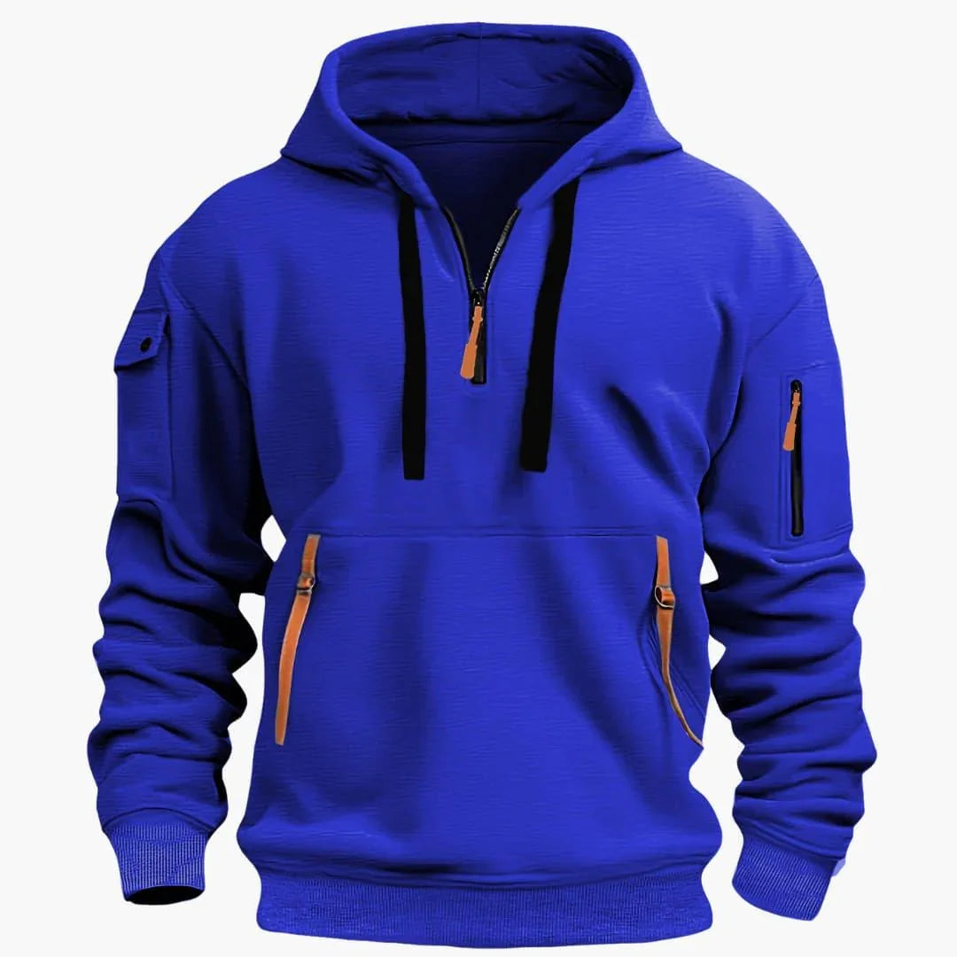 Hoodie with Adjustable Hood and Zipper Pockets