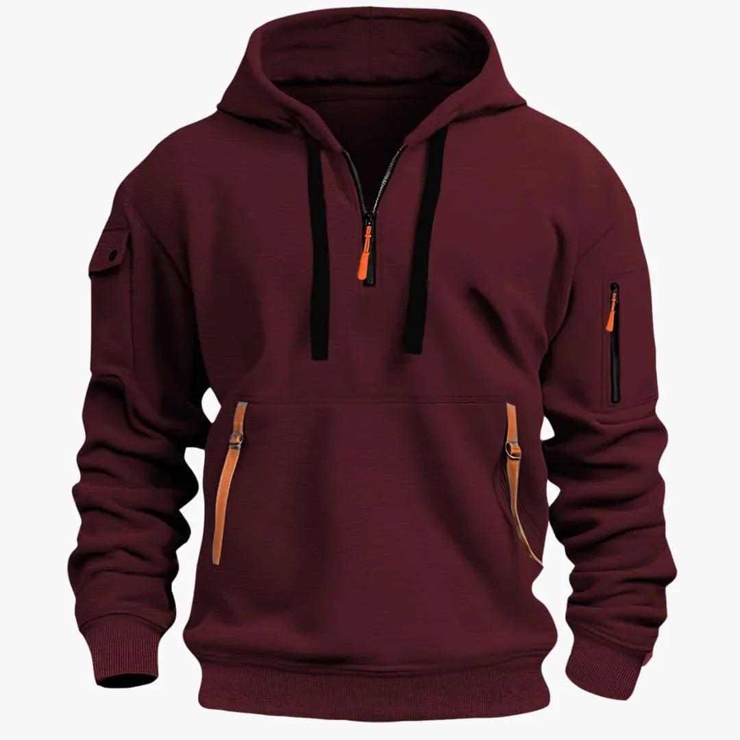 Hoodie with Adjustable Hood and Zipper Pockets