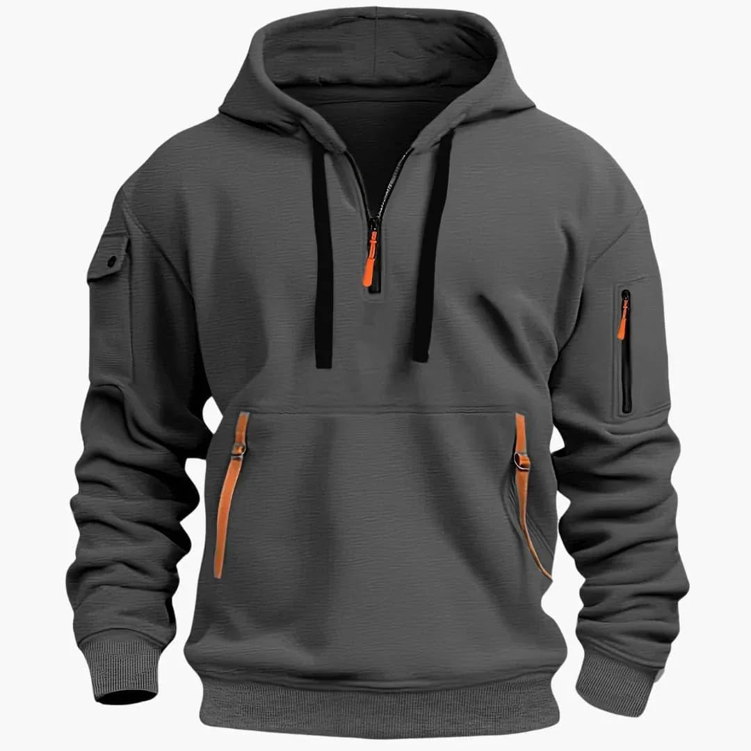 Hoodie with Adjustable Hood and Zipper Pockets