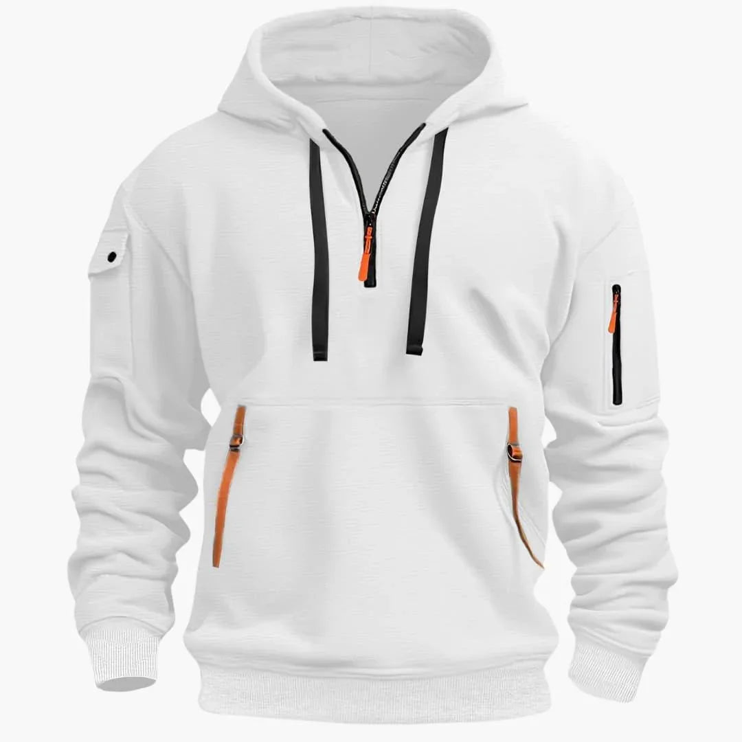 Hoodie with Adjustable Hood and Zipper Pockets