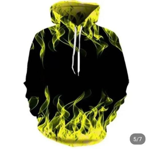 Hoodie with Unique Flame Design and Innovative Material Blend