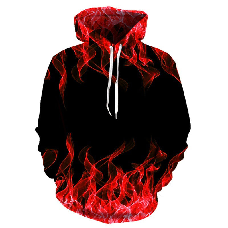 Hoodie with Unique Flame Design and Innovative Material Blend