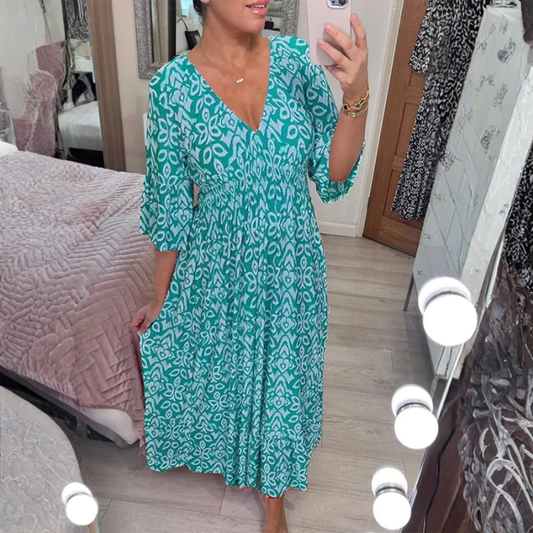 Icone™ SummerDress - Elegant Flowing Printed V-Neck Maxi Summer Dress