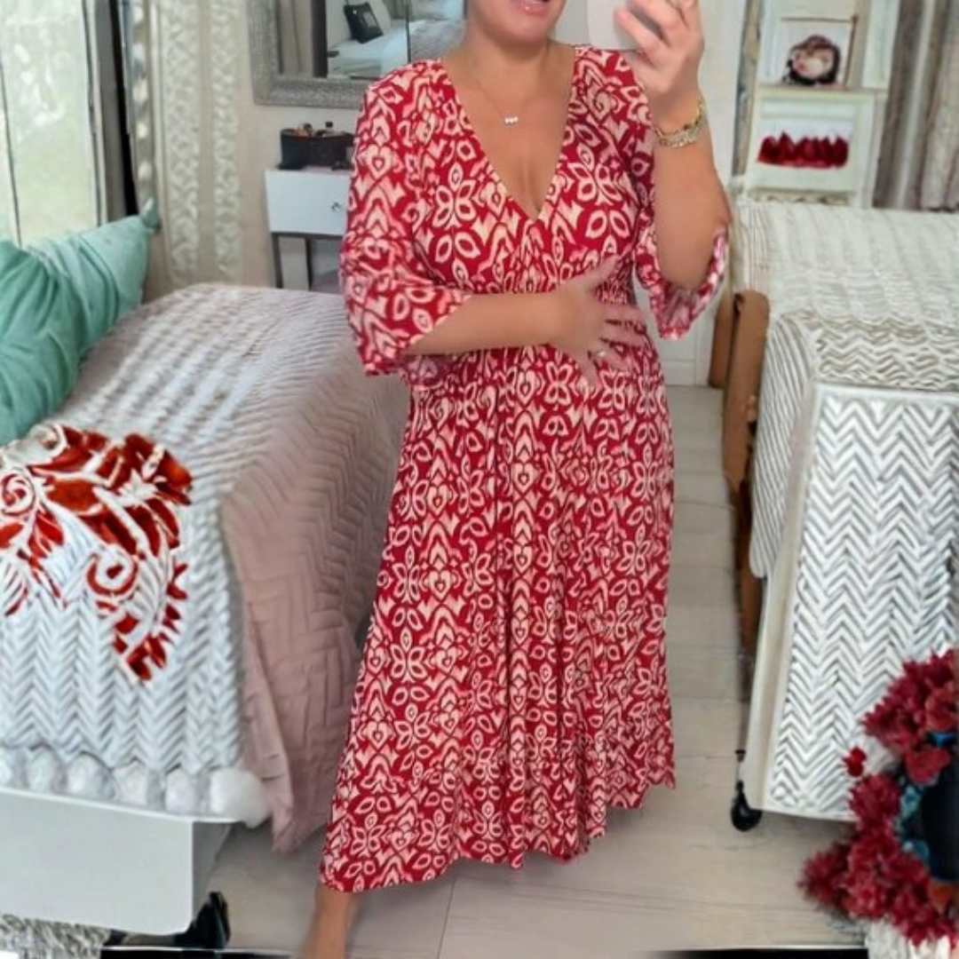 Icone™ SummerDress - Elegant Flowing Printed V-Neck Maxi Summer Dress