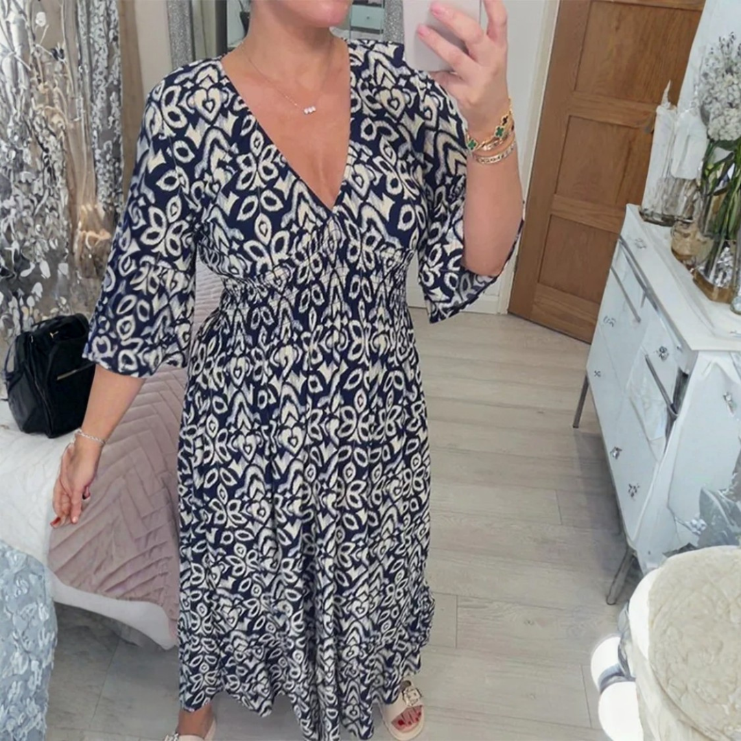 Icone™ SummerDress - Elegant Flowing Printed V-Neck Maxi Summer Dress