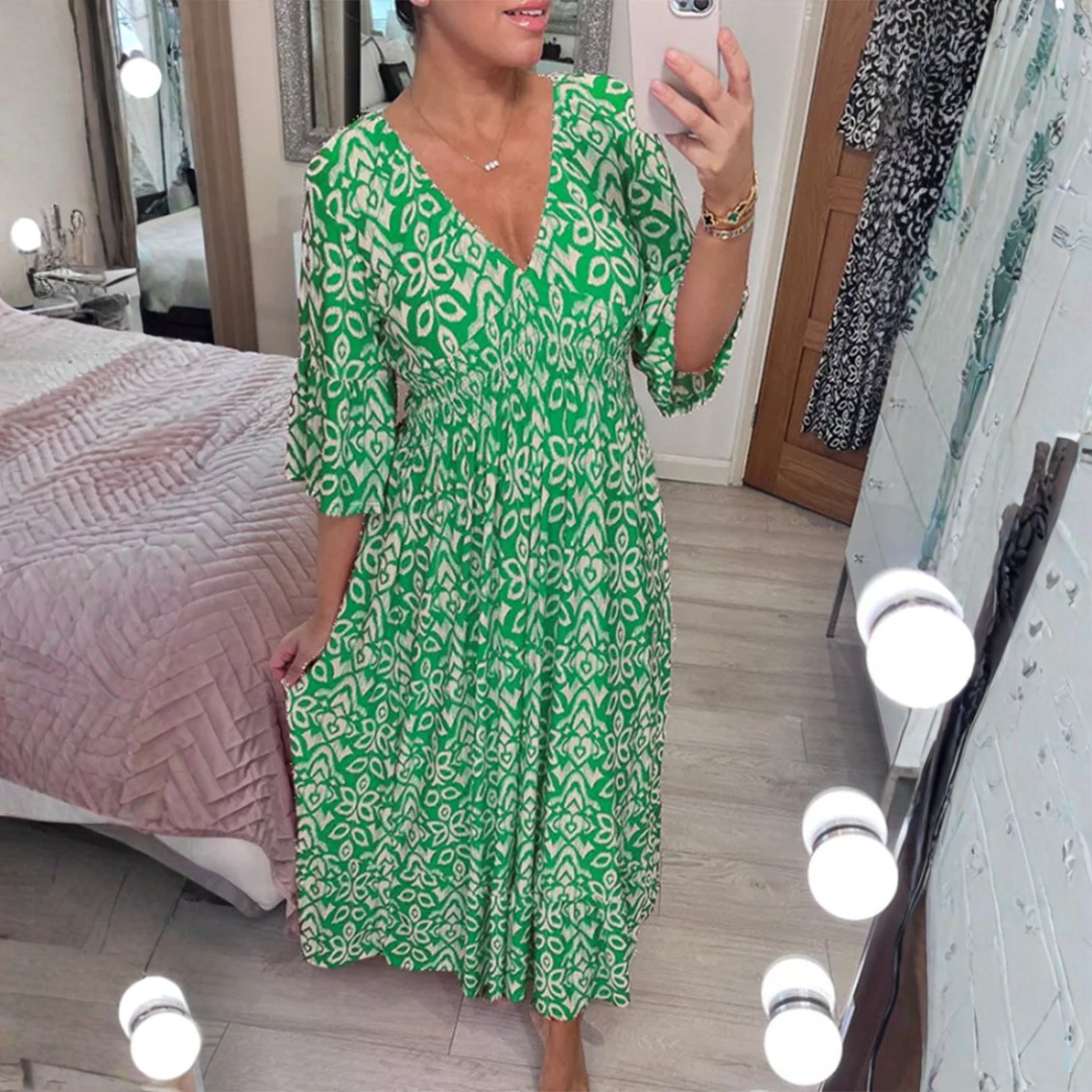 Icone™ SummerDress - Elegant Flowing Printed V-Neck Maxi Summer Dress
