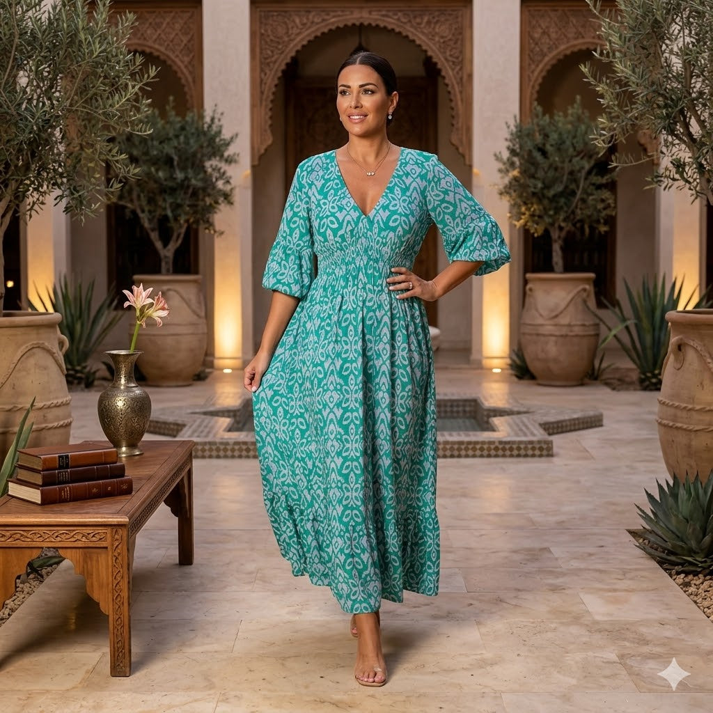 Icone™ SummerDress - Elegant Flowing Printed V-Neck Maxi Summer Dress
