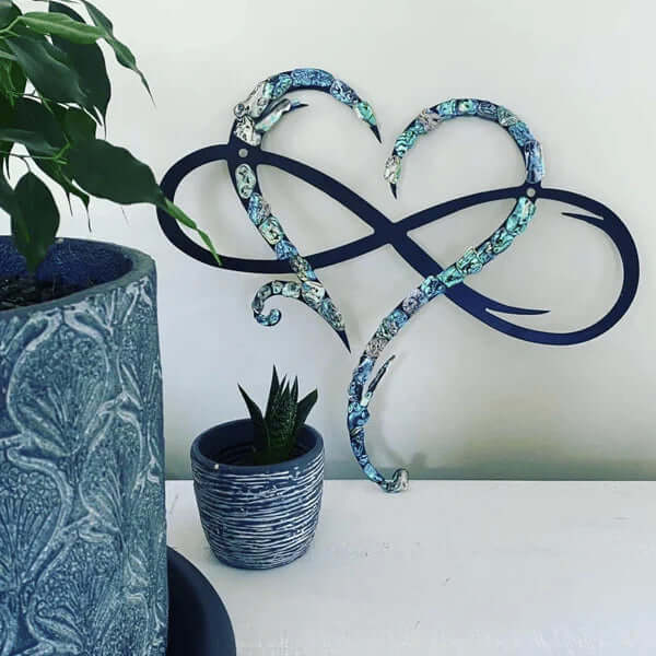 Infinity Heart Wall Decoration - Iron, Mother of Pearl