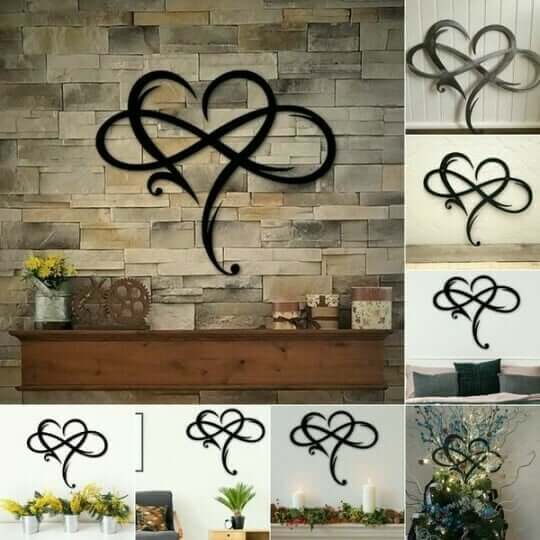 Infinity Heart Wall Decoration - Iron, Mother of Pearl