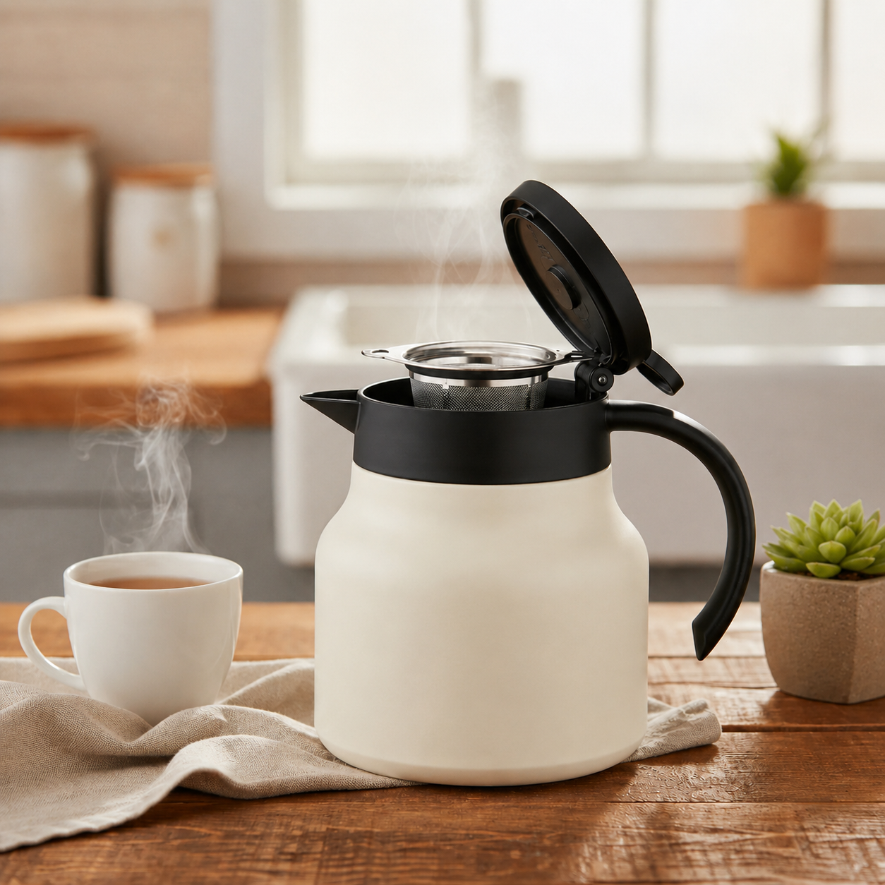 Insulated Teapot with Infuser and Ceramic Liner - 800ml
