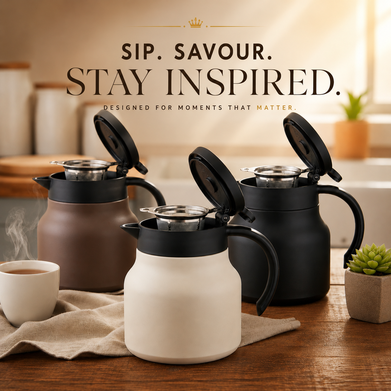 Insulated Teapot with Infuser and Ceramic Liner - 800ml