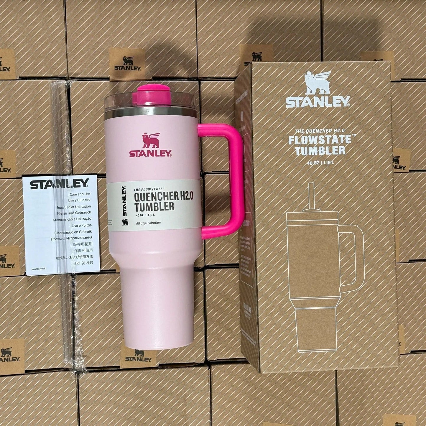 Insulated Travel Mug 40oz - Stainless Steel, Leak-Proof, Handle & Straw