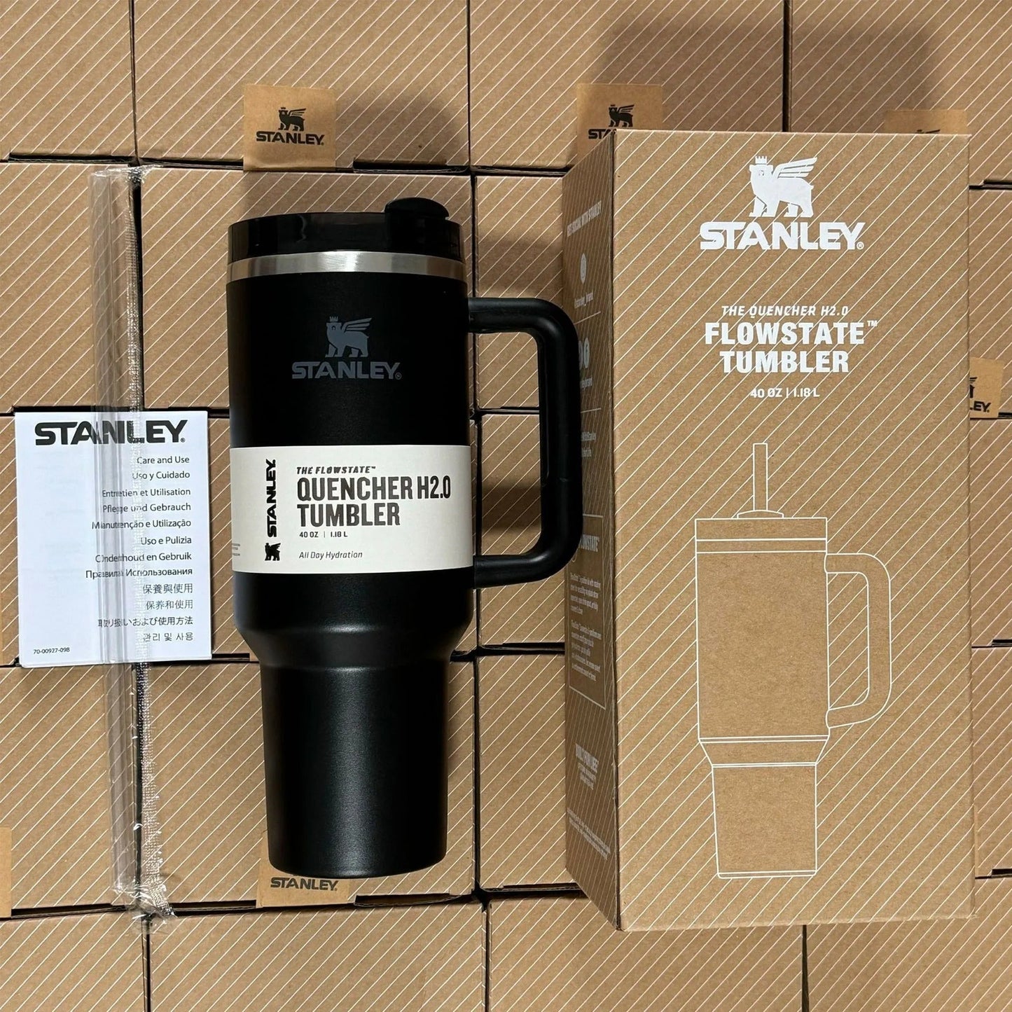 Insulated Travel Mug 40oz - Stainless Steel, Leak-Proof, Handle & Straw