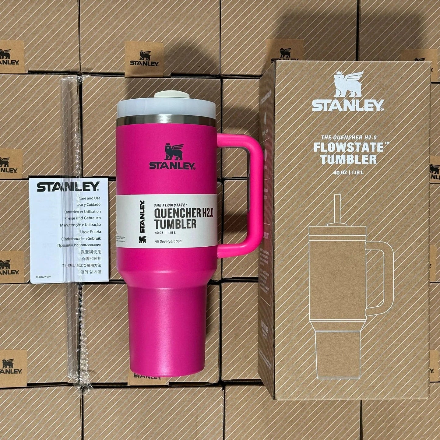 Insulated Travel Mug 40oz - Stainless Steel, Leak-Proof, Handle & Straw