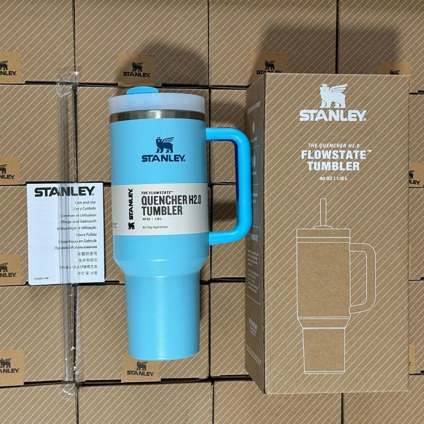 Insulated Travel Mug 40oz - Stainless Steel, Leak-Proof, Handle & Straw