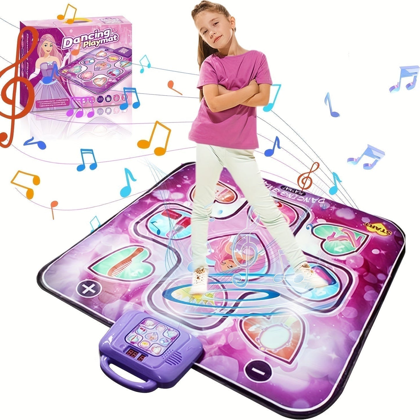 Interactive Dance Mat for Kids Pink with Scoring Function – Musical Mat for Rhythmic Play for Girls