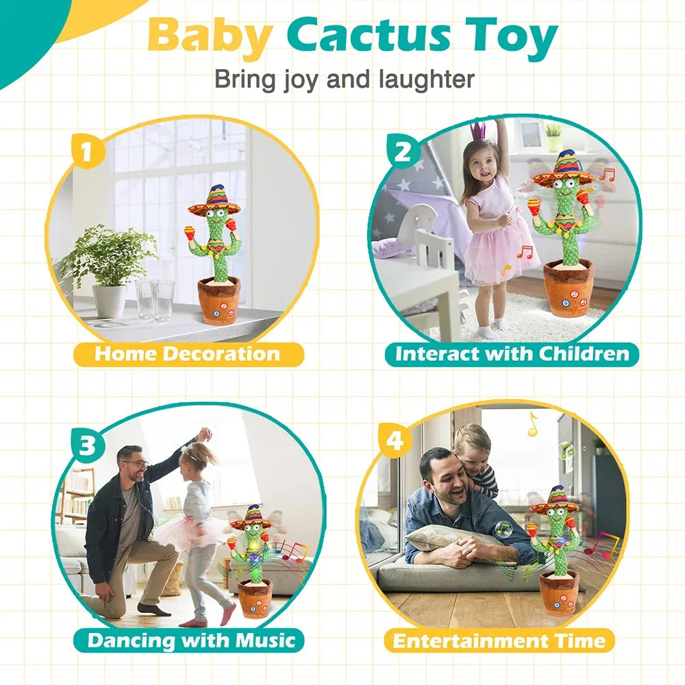 Interactive Talking Dancing Cactus Toy for Kids with Songs
