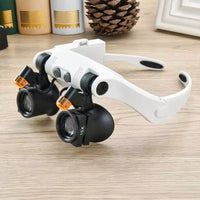 Jeweler Headband Magnifying Glass 8 Lens LED Light Glasses