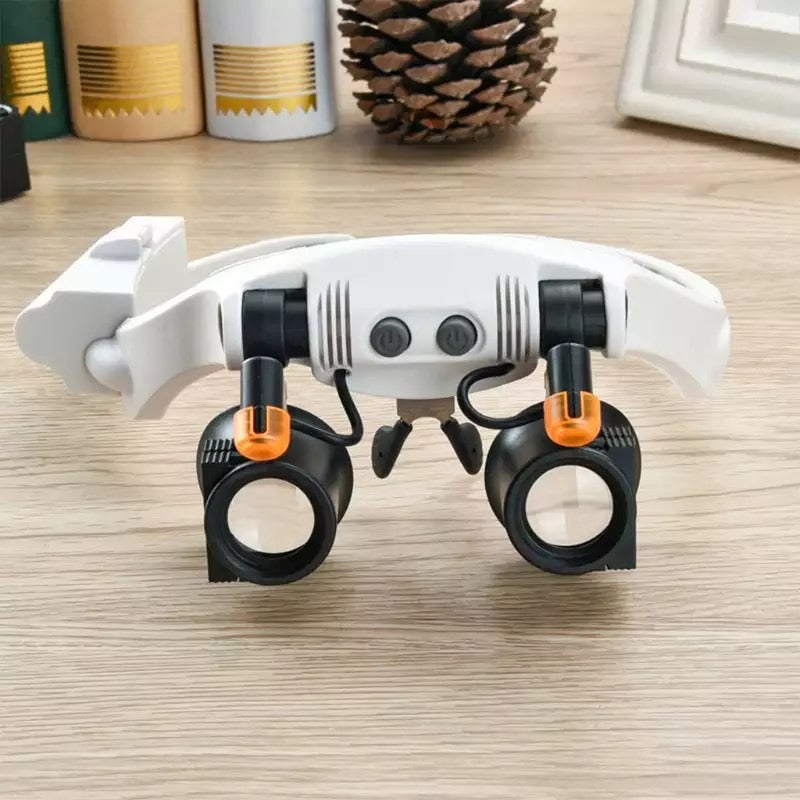 Jeweler Headband Magnifying Glass 8 Lens LED Light Glasses