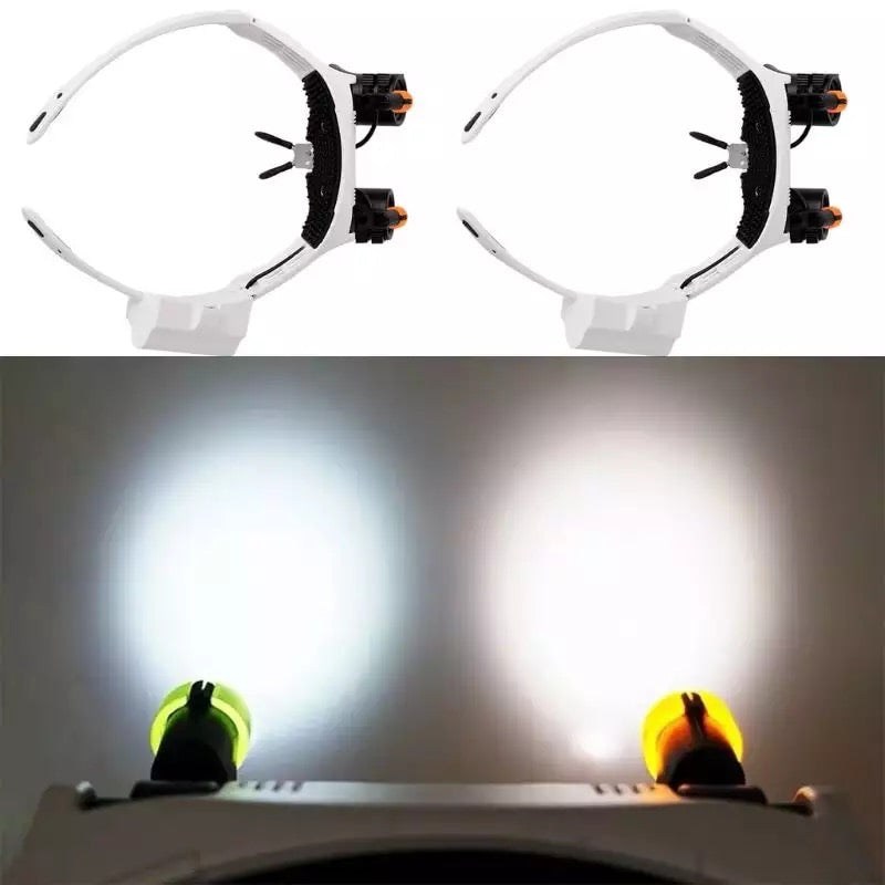 Jeweler Headband Magnifying Glass 8 Lens LED Light Glasses