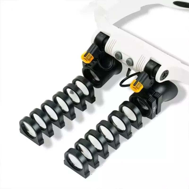 Jeweler Headband Magnifying Glass 8 Lens LED Light Glasses