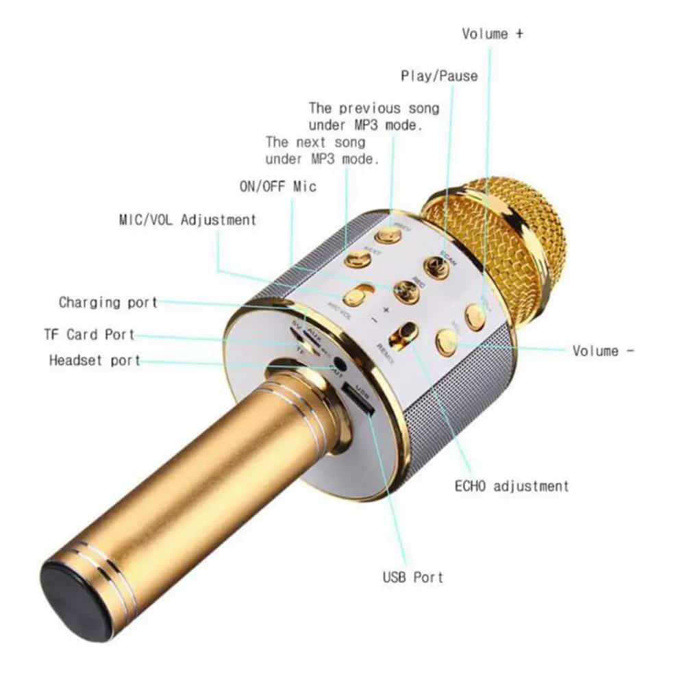 Karaoke Microphone with Bluetooth & Speaker