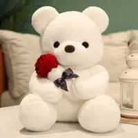 Kawaii Plush Bear with Rose – Cute Gift for Valentine's Day, Soft Plush Bear, Ideal for Decoration