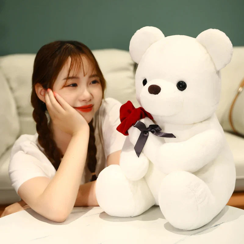 Kawaii Plush Bear with Rose – Cute Gift for Valentine's Day, Soft Plush Bear, Ideal for Decoration