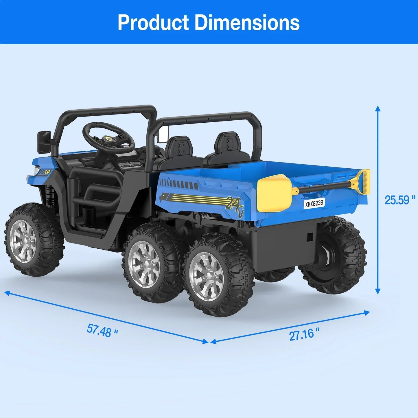 Kids 24V Two-Seater Ride-On Truck with Remote Control
