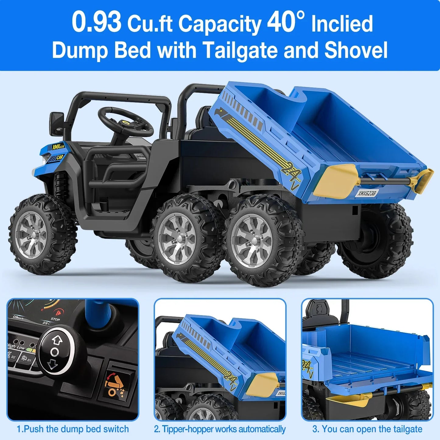 Kids 24V Two-Seater Ride-On Truck with Remote Control