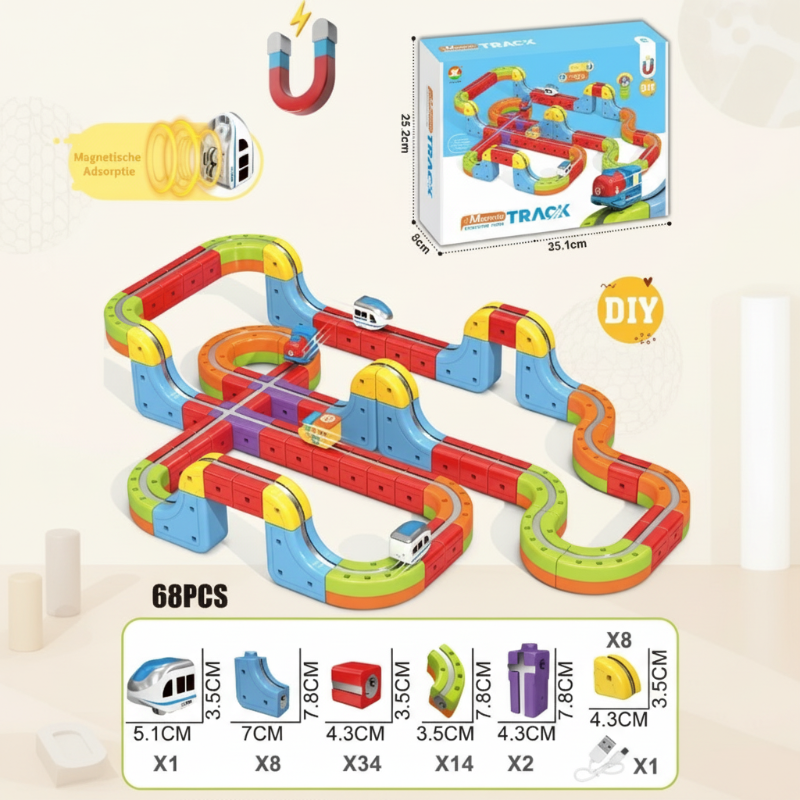 Kids' Anti-Gravity Magnetic Track Build & Play Set with Electric Train