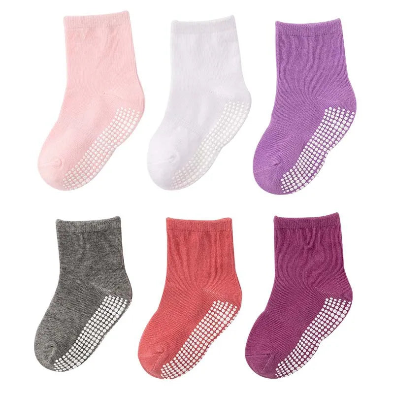 Kids Anti-Slip Socks - 6 Pairs for Spring & Autumn Play