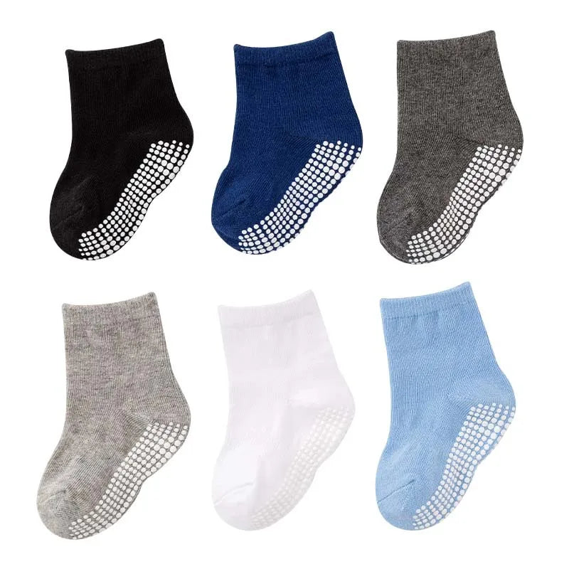Kids Anti-Slip Socks - 6 Pairs for Spring & Autumn Play