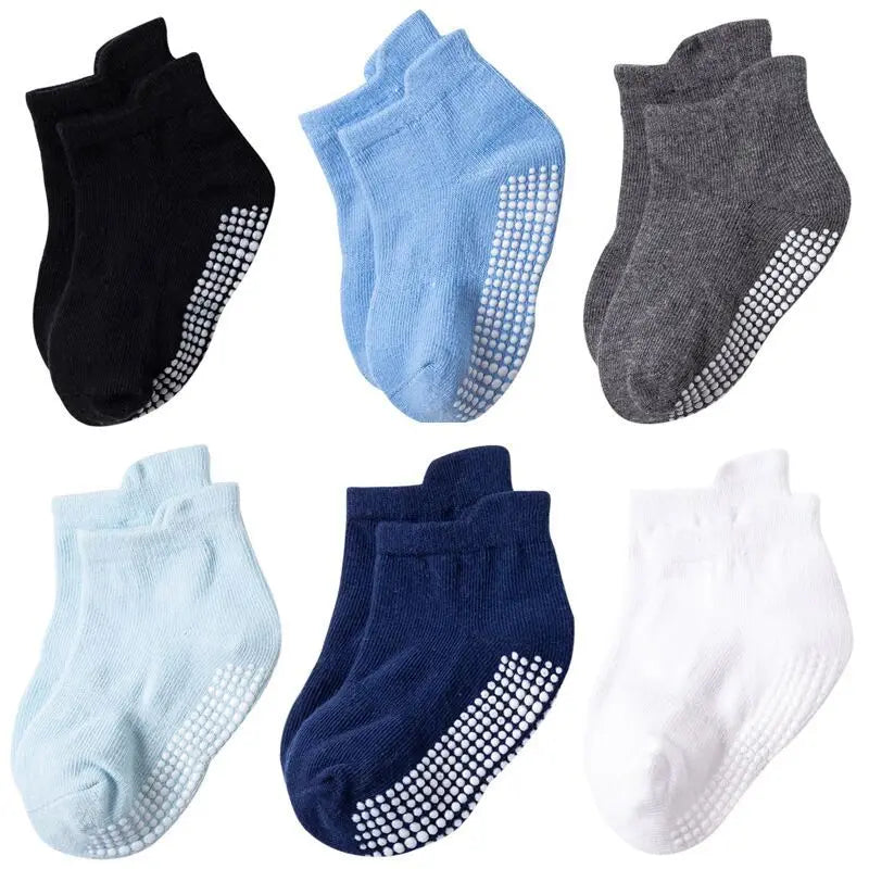 Kids Anti-Slip Socks - 6 Pairs for Spring & Autumn Play