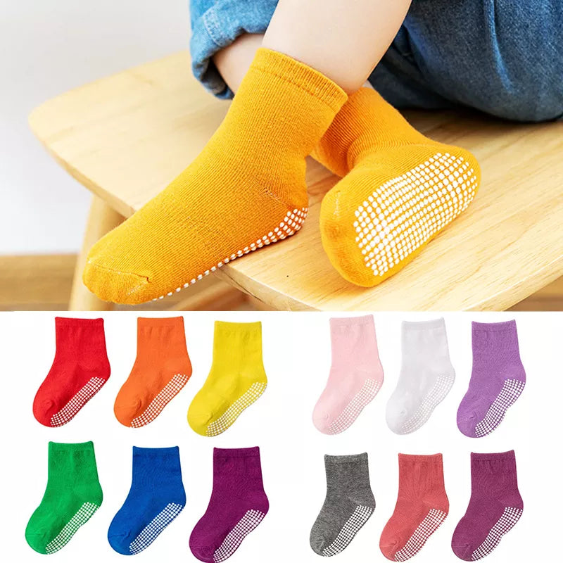 Kids Anti-Slip Socks - 6 Pairs for Spring & Autumn Play