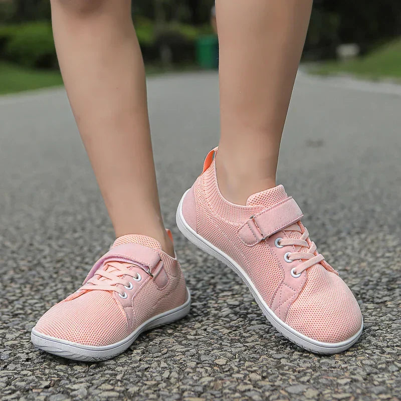 Kids' Barefoot Sneakers with Wide Toe Box and Easy Velcro Closure