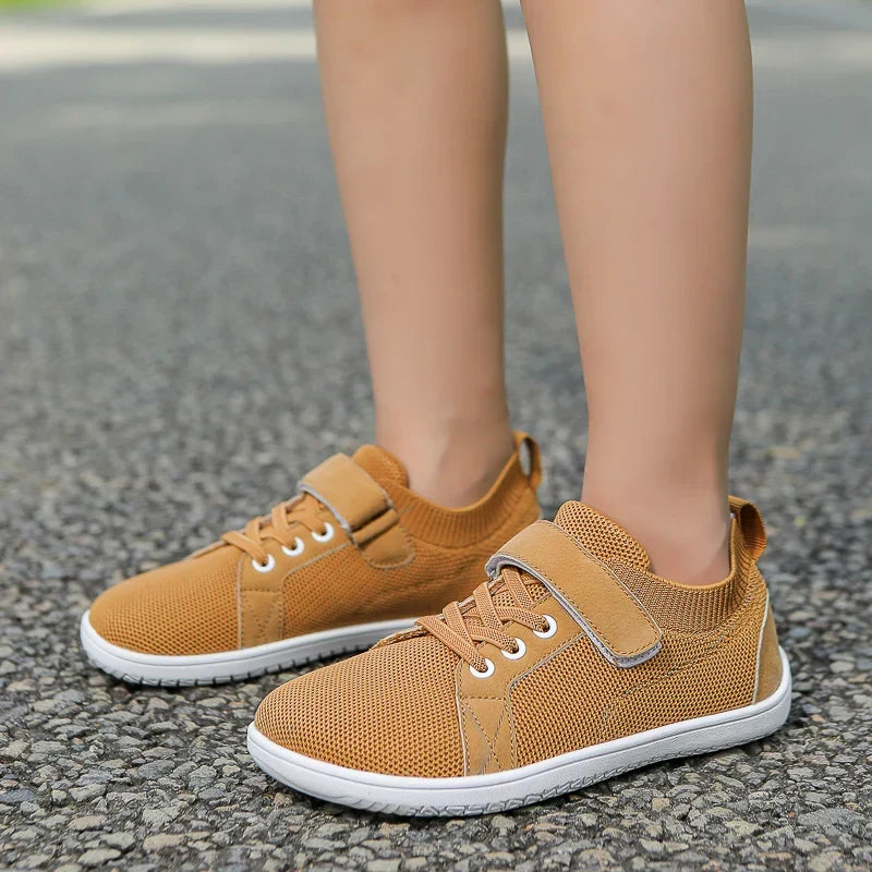 Kids' Barefoot Sneakers with Wide Toe Box and Easy Velcro Closure