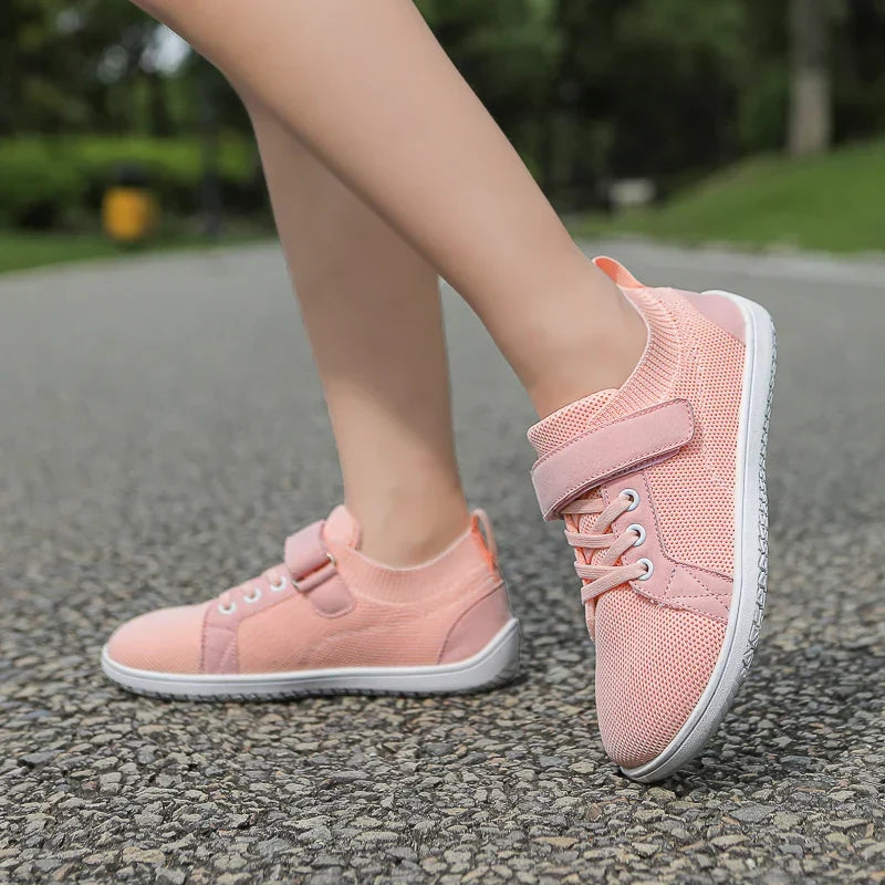 Kids' Barefoot Sneakers with Wide Toe Box and Easy Velcro Closure