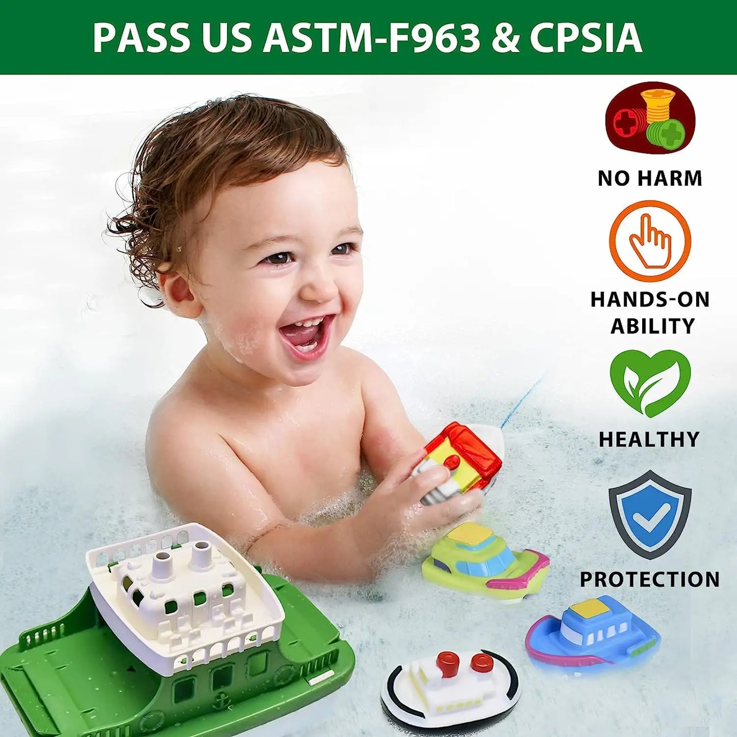 Kids' Bath Water Toy Set - Boats & Cars
