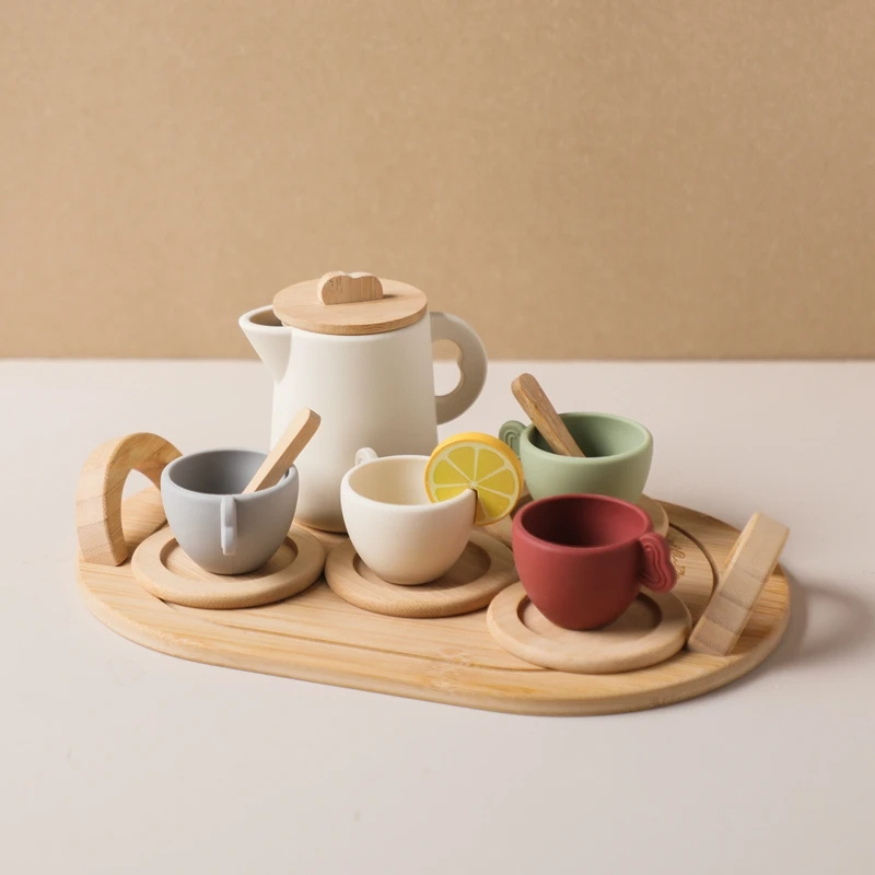 Kids Wooden Tea Party Set - Educational Play Toy