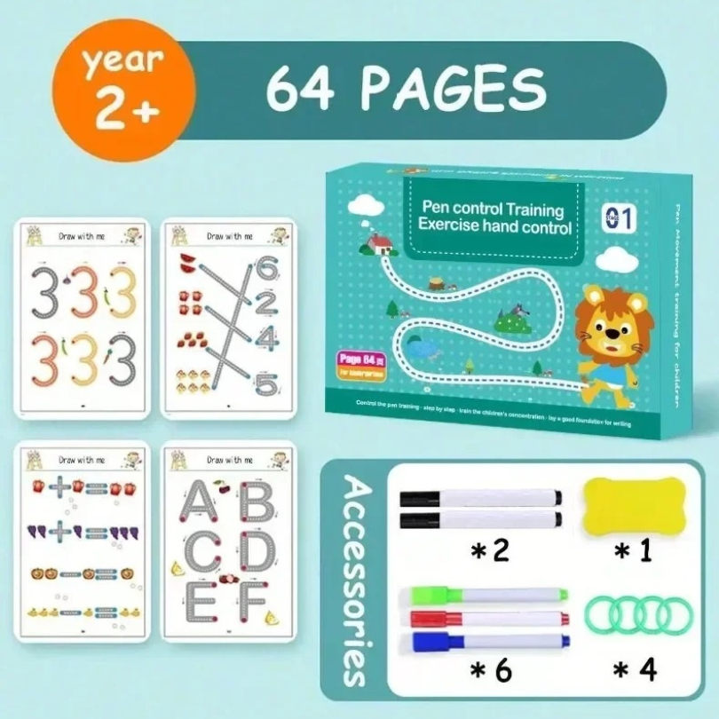 Kletshuts™ ActivityBook: Tracing and Drawing Educational Reusable Workbook