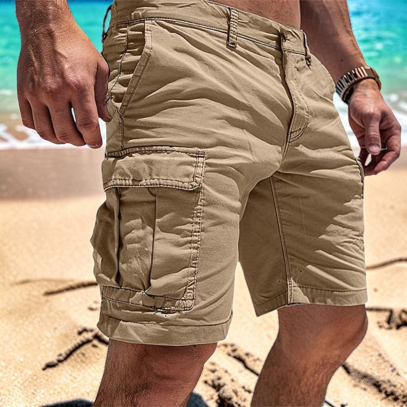 Knee-Length Shorts for Men with Multiple Pockets