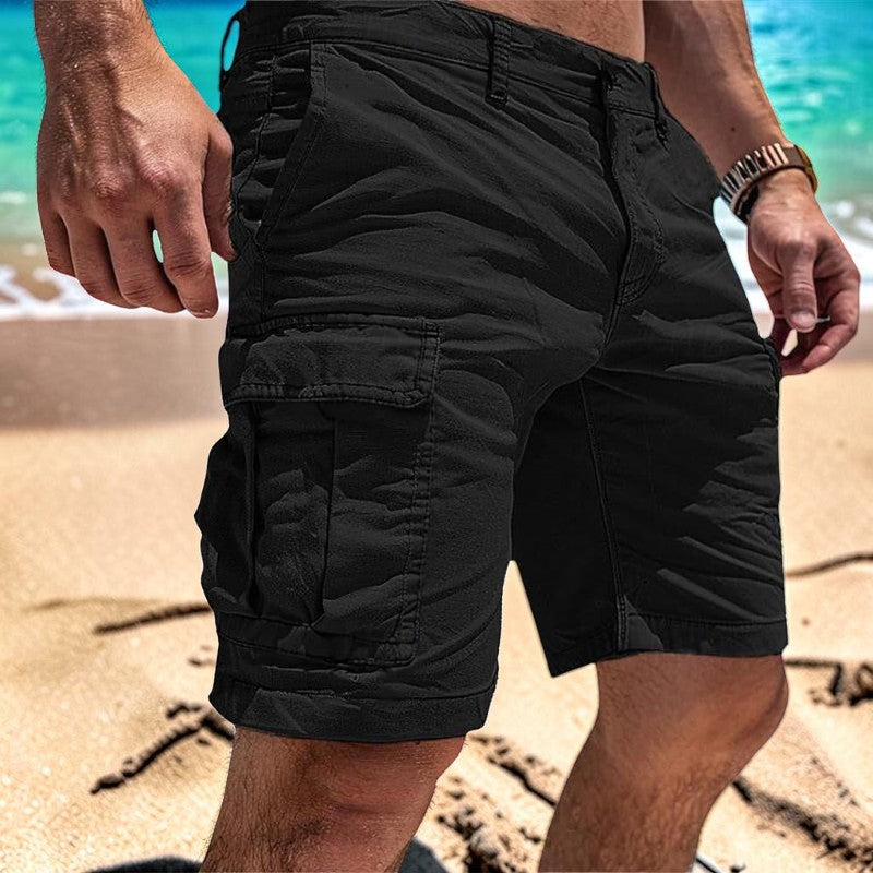 Knee-Length Shorts for Men with Multiple Pockets
