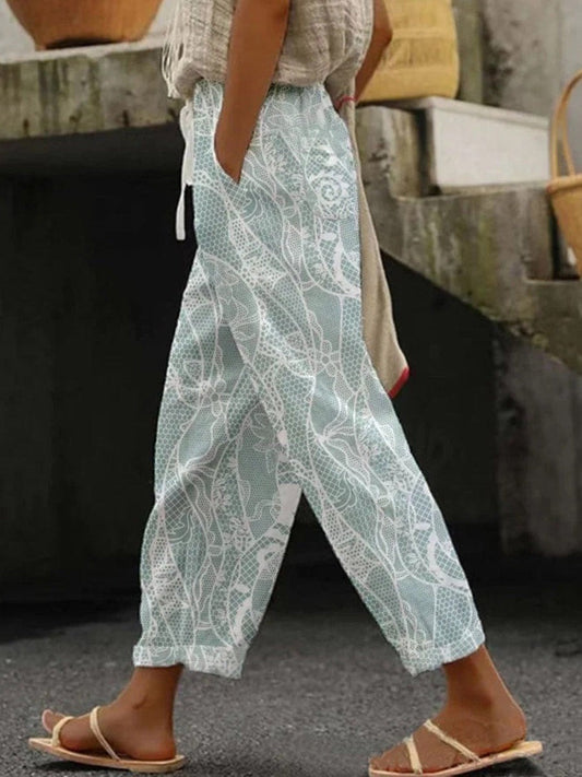 Ladies Airy Summer Pants with Comfortable Elastic Waist