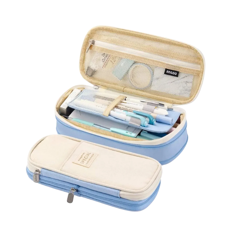 Large Capacity Pencil Pouch with Dual Zippers