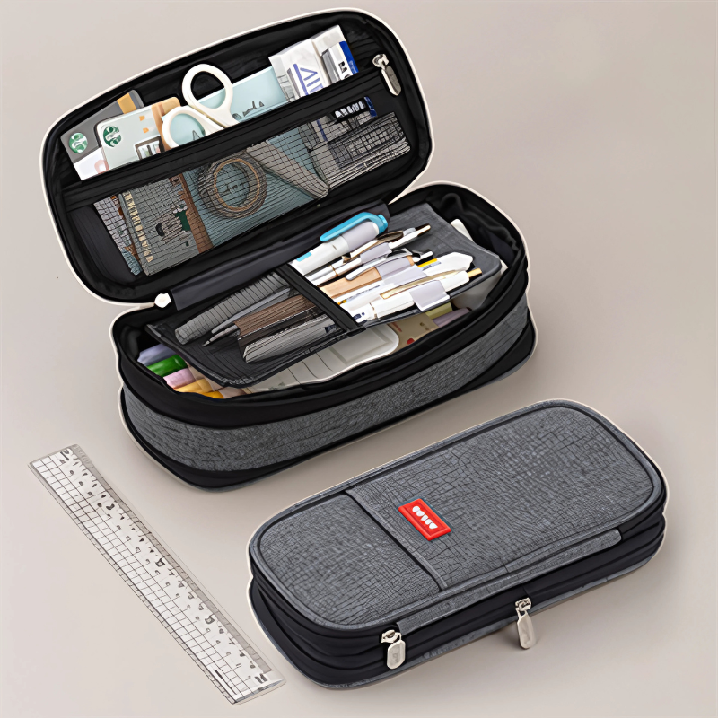 Large Capacity Pencil Pouch with Dual Zippers