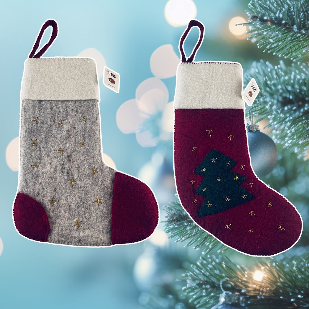 Large Handmade Christmas Stocking – 100% Pure Wool